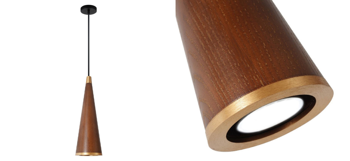 Подвесной светильник с плафоном из темного дерева WOODEN ECO