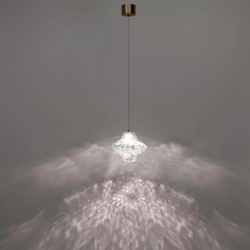 Подвесной светильник с плафоном из фактурного прозрачного стекла Light Ensemble