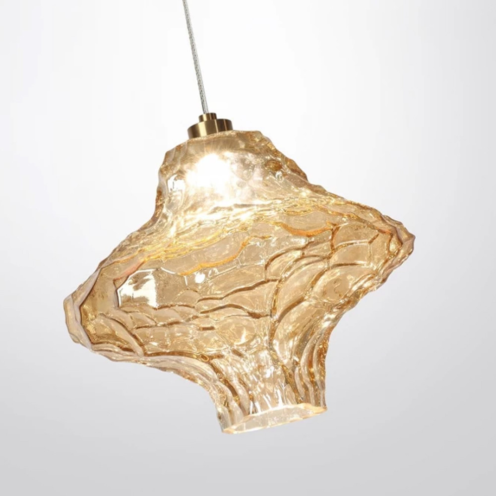 Подвесной светильник с плафоном из фактурного светло-янтарного стекла Light Ensemble