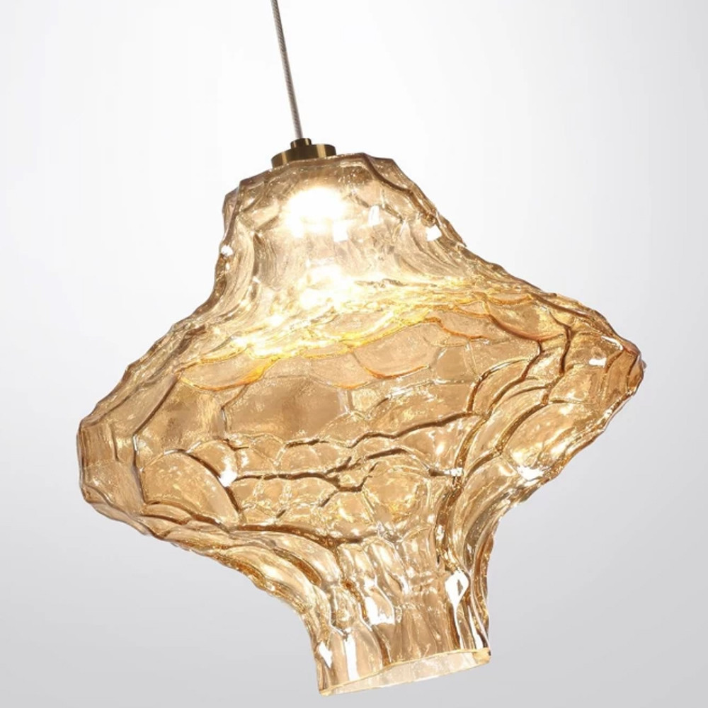 Подвесной светильник с плафоном из фактурного светло-янтарного стекла Light Ensemble