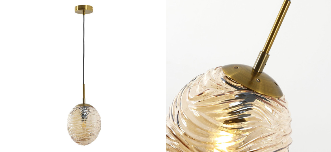 Подвесной светильник с плафоном янтарного цвета Perforated Glass