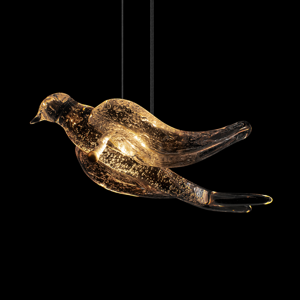 Подвесной светильник с прозрачной стеклянной птичкой Serip Voa
