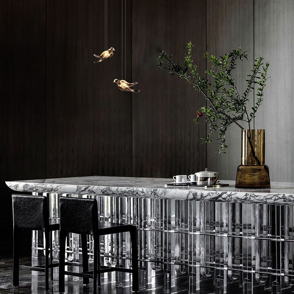 Подвесной светильник с прозрачной стеклянной птичкой Serip Voa