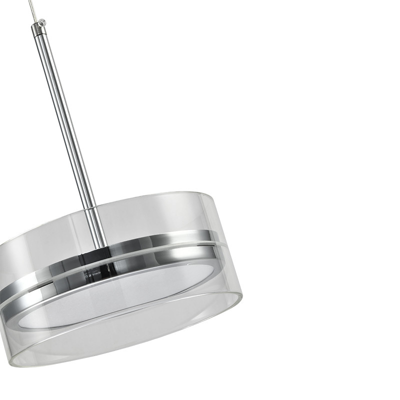 Подвесной светильник с прозрачным плафоном цилиндрической формы из акрила и стекла с пультом для регулировки света Glass Lamp Chromium