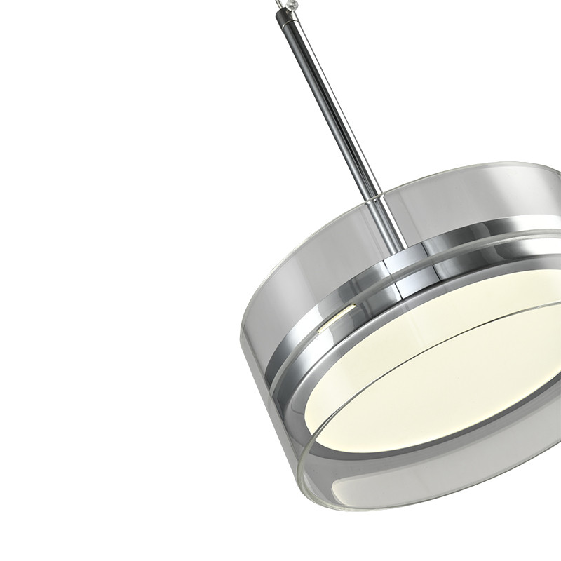 Подвесной светильник с прозрачным плафоном цилиндрической формы из акрила и стекла с пультом для регулировки света Glass Lamp Chromium