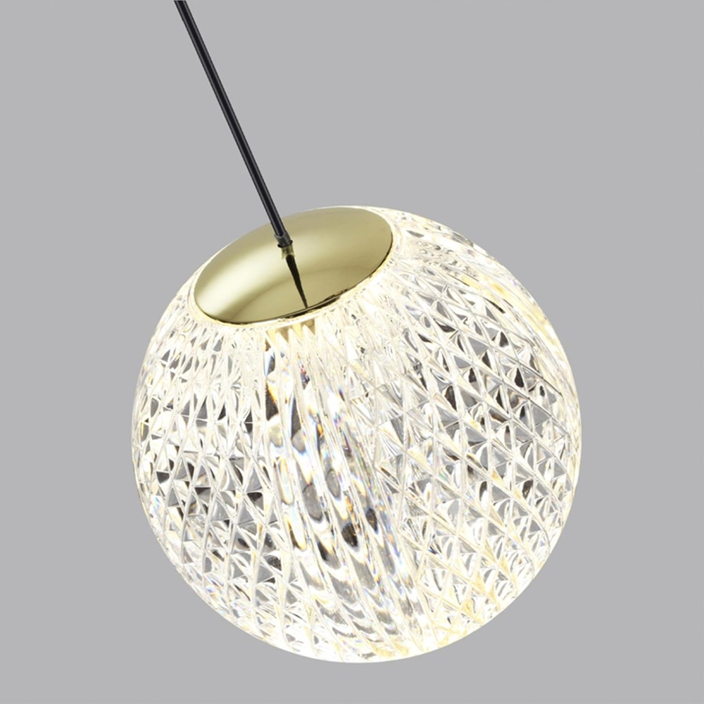 Подвесной светильник с прозрачным рифленым плафоном в форме шара Crystal Globule