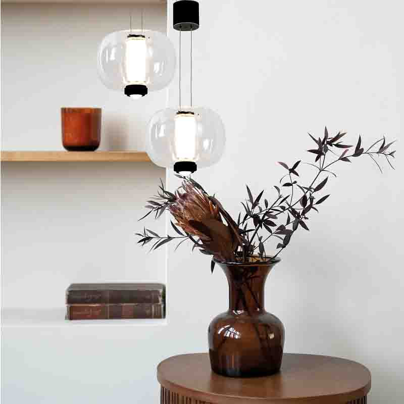 Подвесной светильник с прозрачным рифленым стеклянным плафоном Aurora Bloom