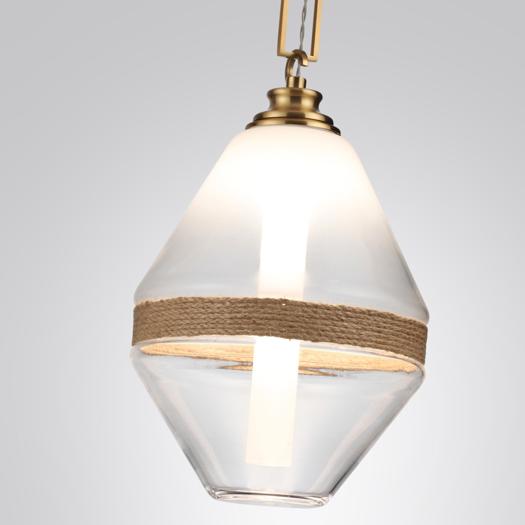 Подвесной светильник с прямоугольными и овальными элементами и акцентом из натурального камня Tectona