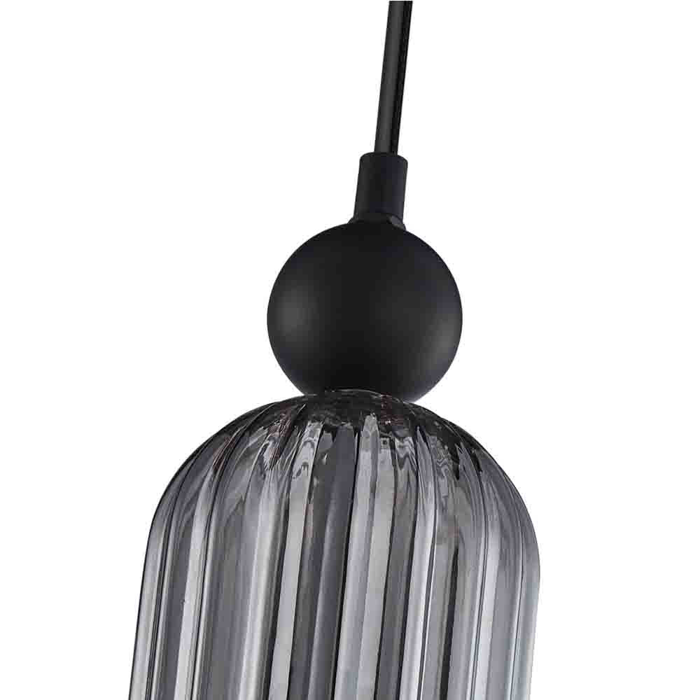 Подвесной светильник с рифленым стеклянным плафоном цилиндрической формы Артиколо