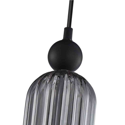 Подвесной светильник с рифленым стеклянным плафоном цилиндрической формы Артиколо