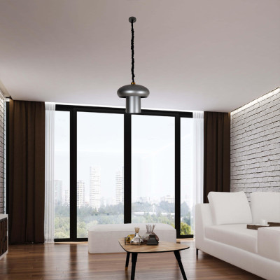 Подвесной светильник с серым металлическим плафоном Capability