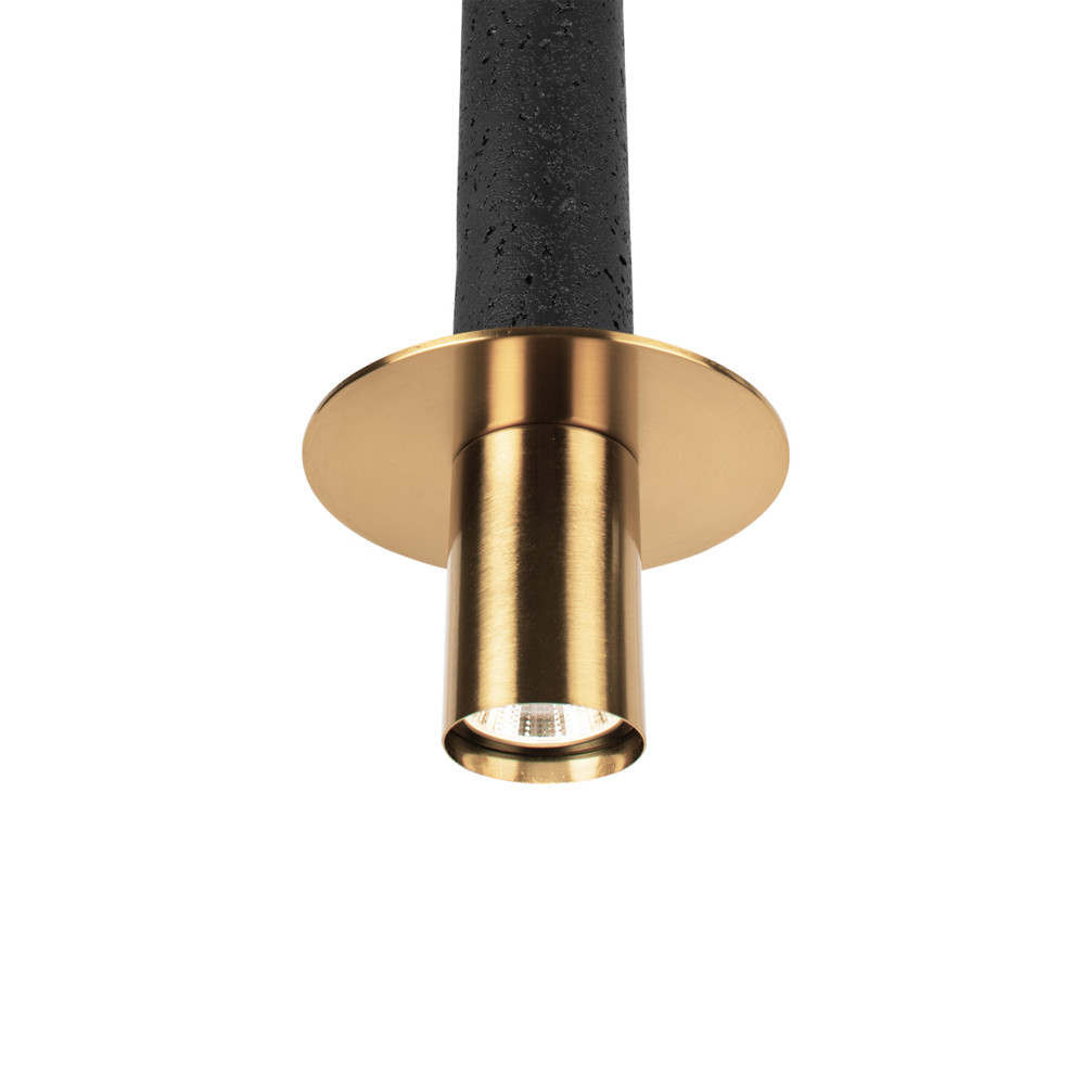 Подвесной светильник с узким цилиндрическим плафоном и золотым металлическим декором Concrete Pipe