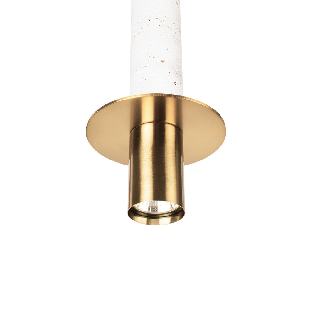 Подвесной светильник с узким цилиндрическим плафоном и золотым металлическим декором Concrete Pipe