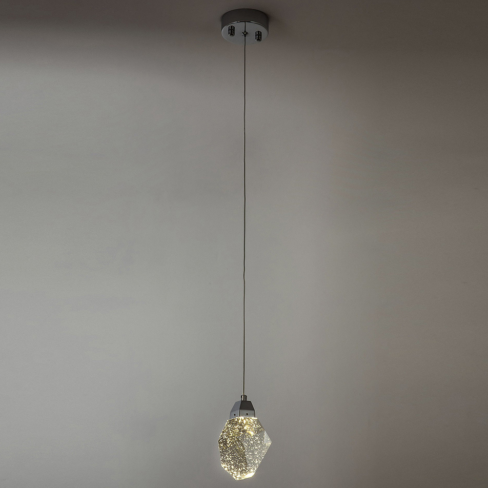 Подвесной светильник с хрустальным плафоном хром Esme Crystal Chrome Hanging Lamp