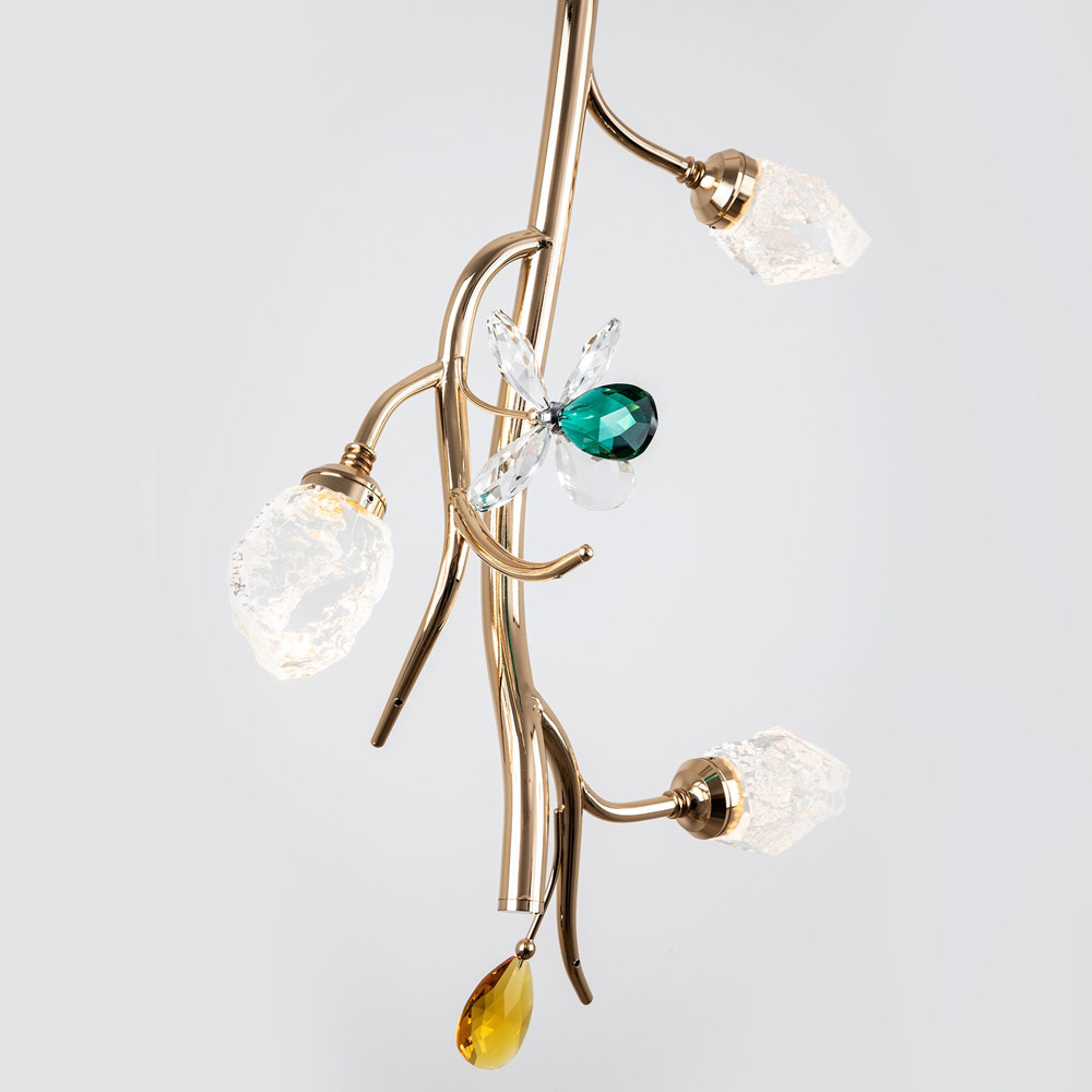 Подвесной светильник с хрустальными плафонами и декором Alvere Crystal Hanging Lamp