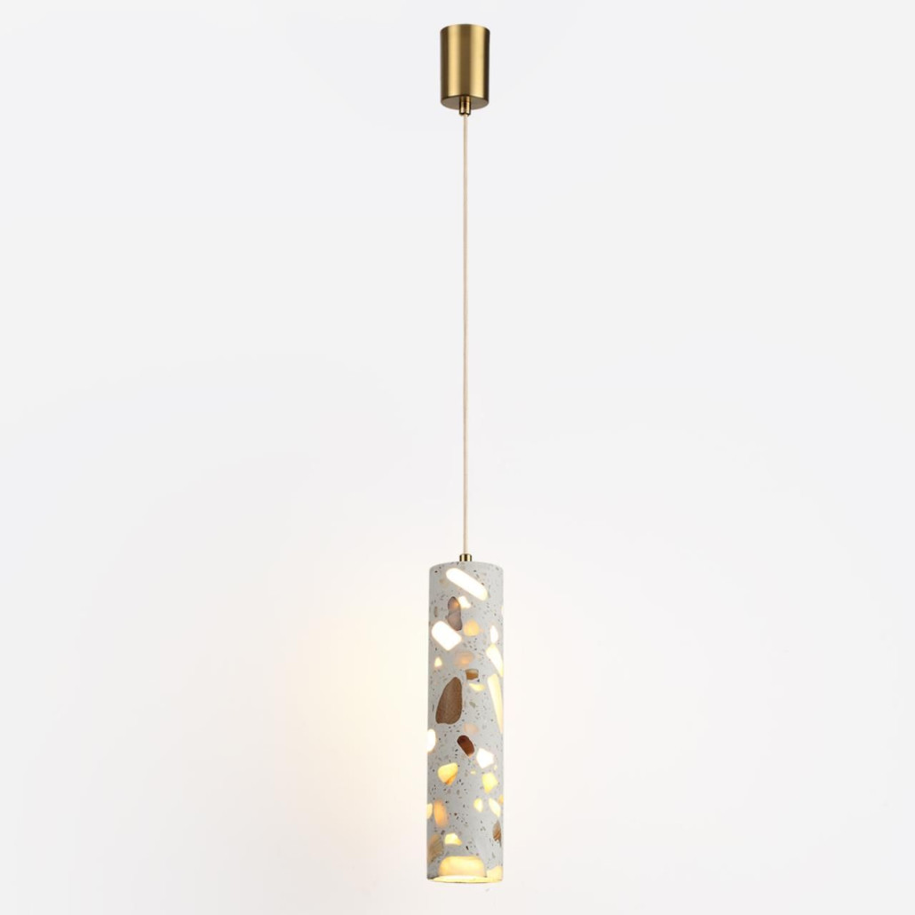 Подвесной светильник с цилиндрическим белым бетонным плафоном Terrazzo Light