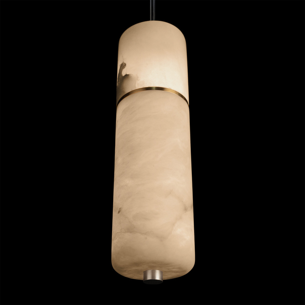 Подвесной светильник с цилиндрическим плафоном из белого алебастра Cryptocrystalline Stone