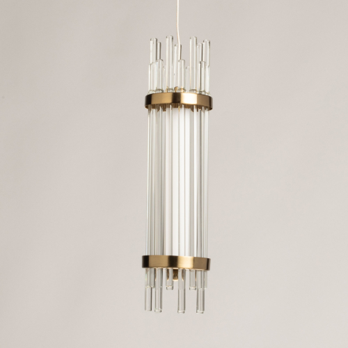 Подвесной светильник с цилиндрическим плафоном из прозрачных стеклянных трубок Nembus