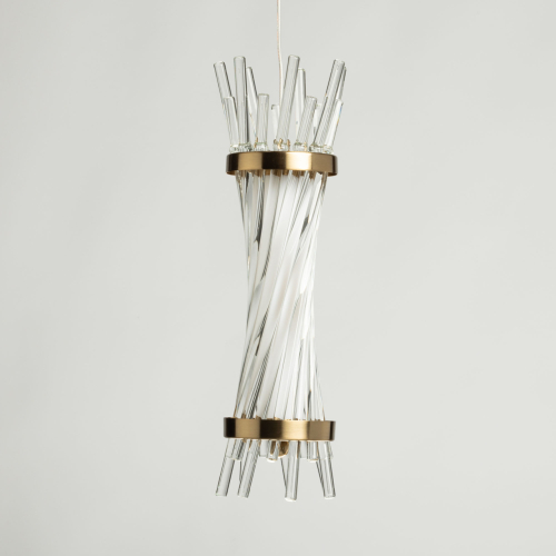 Подвесной светильник с цилиндрическим плафоном из прозрачных стеклянных трубок Nembus