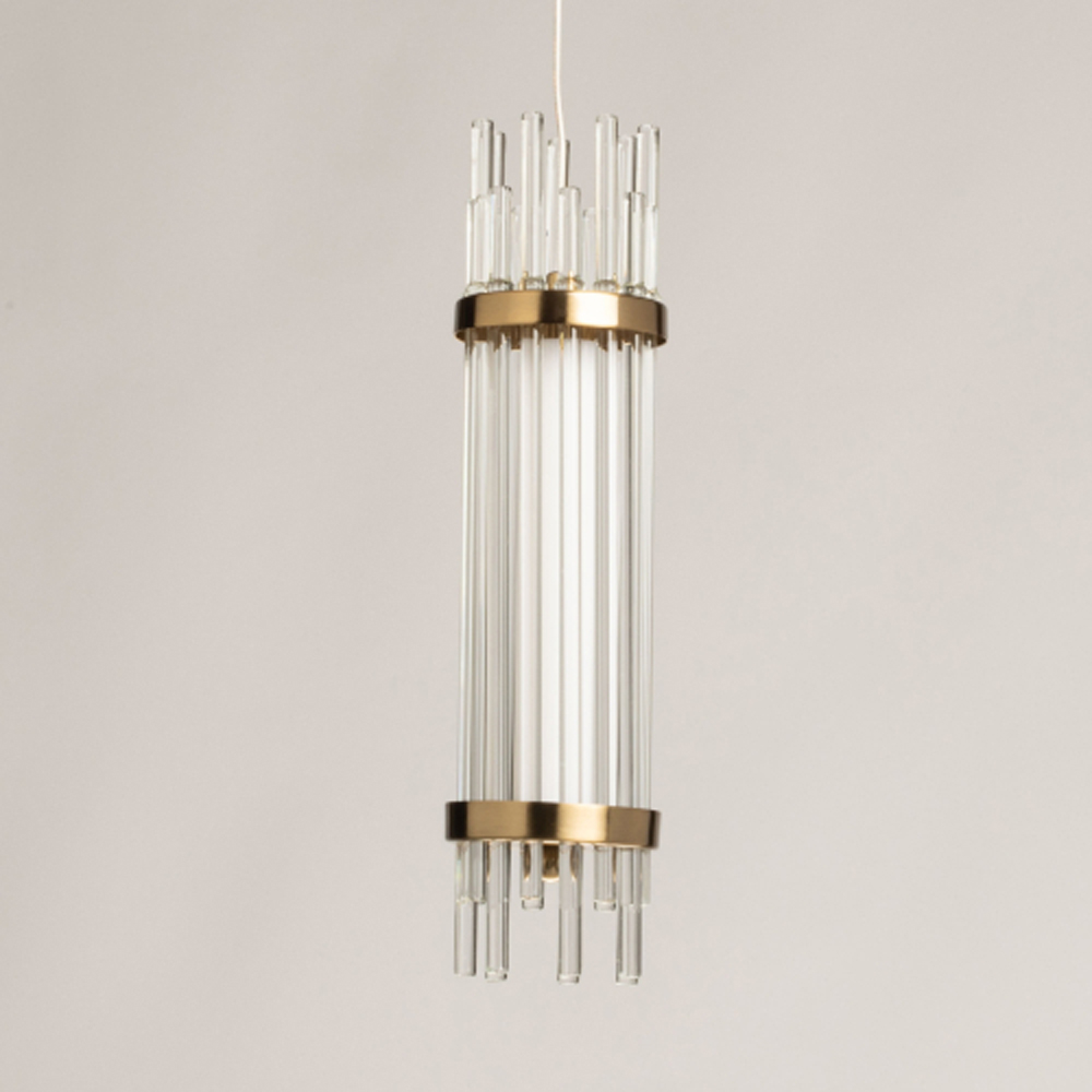 Подвесной светильник с цилиндром из прозрачных стеклянных трубок Nembus