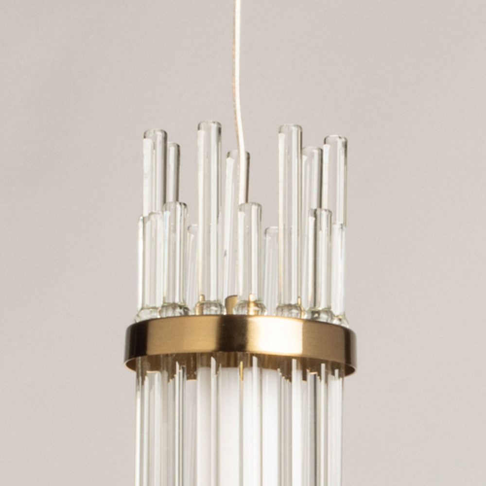 Подвесной светильник с цилиндром из прозрачных стеклянных трубок Nembus