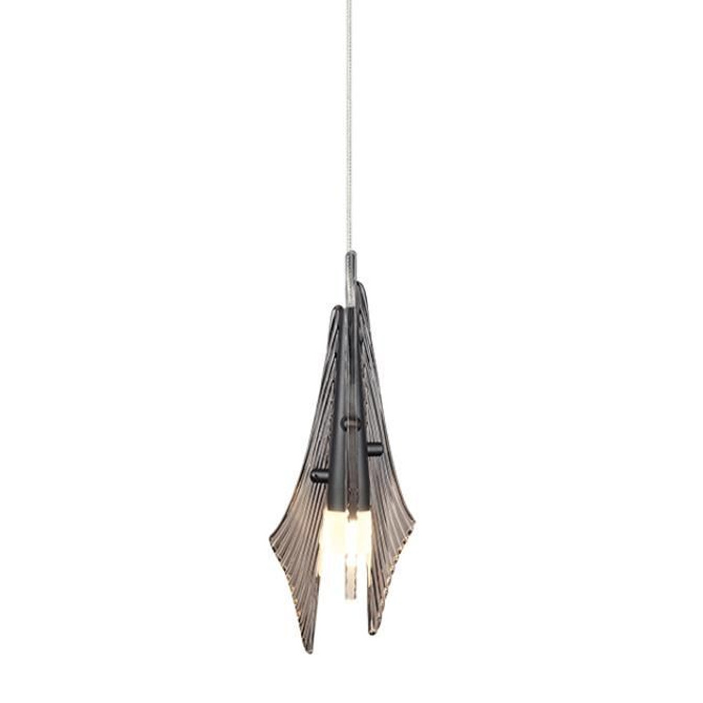 Подвесной светильник с черной металлической основой и рельефным плафоном Glass Pod