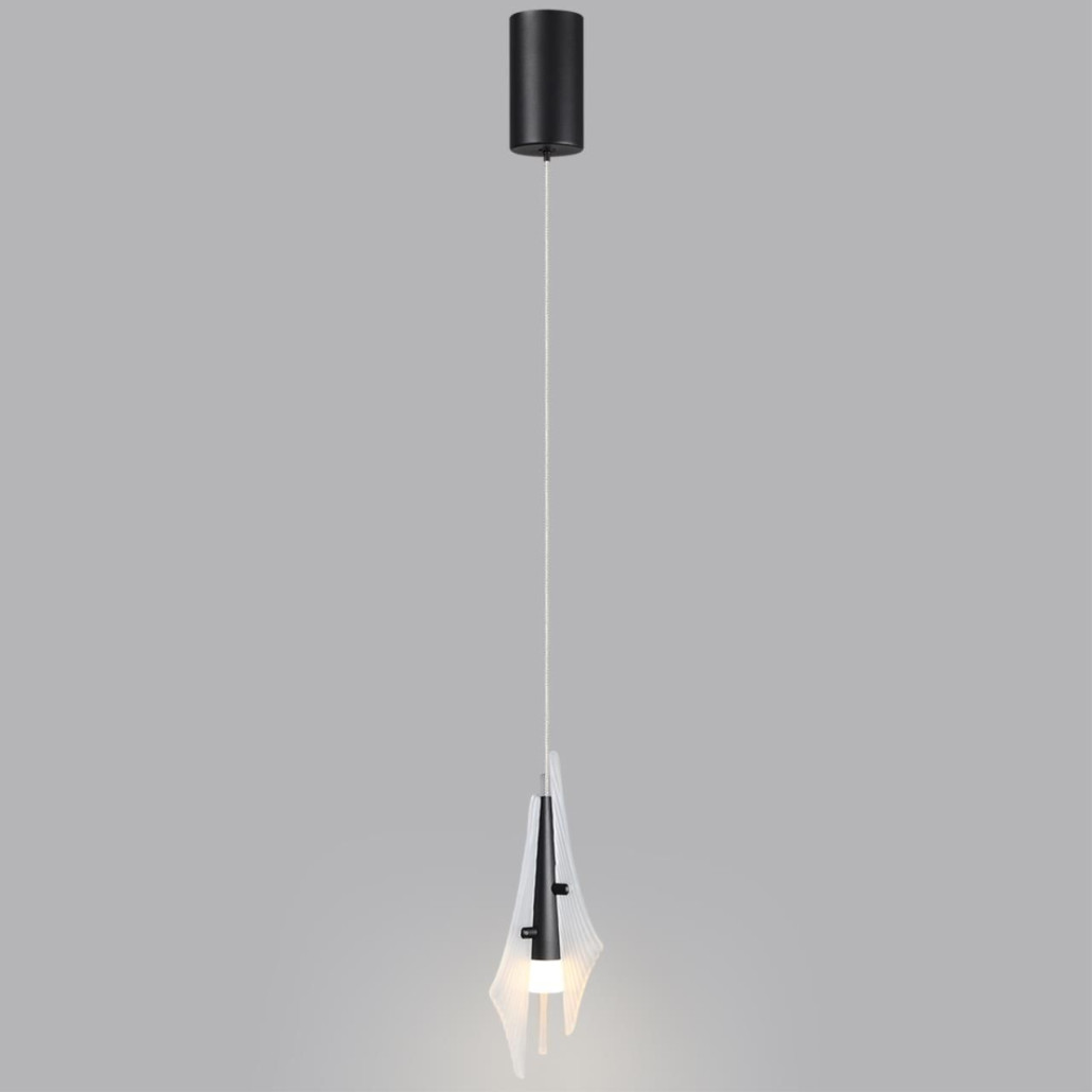 Подвесной светильник с черной металлической основой и рельефным плафоном Glass Pod