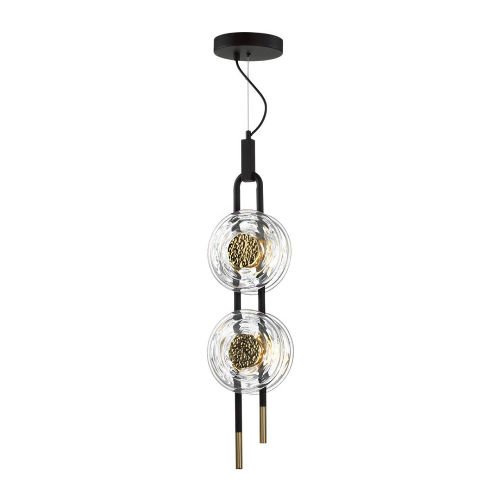 Подвесной светильник с черным основанием и золотистым декором Bruno Duo