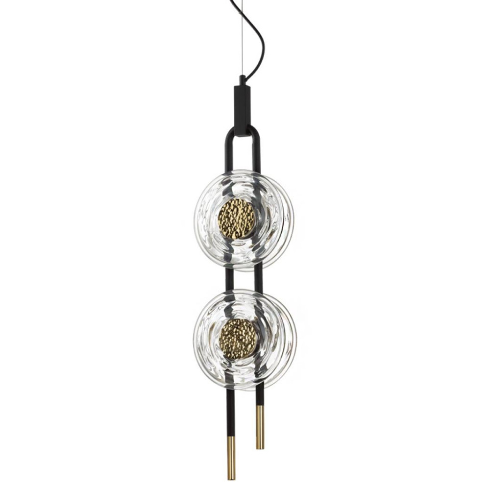 Подвесной светильник с черным основанием и золотистым декором Bruno Duo