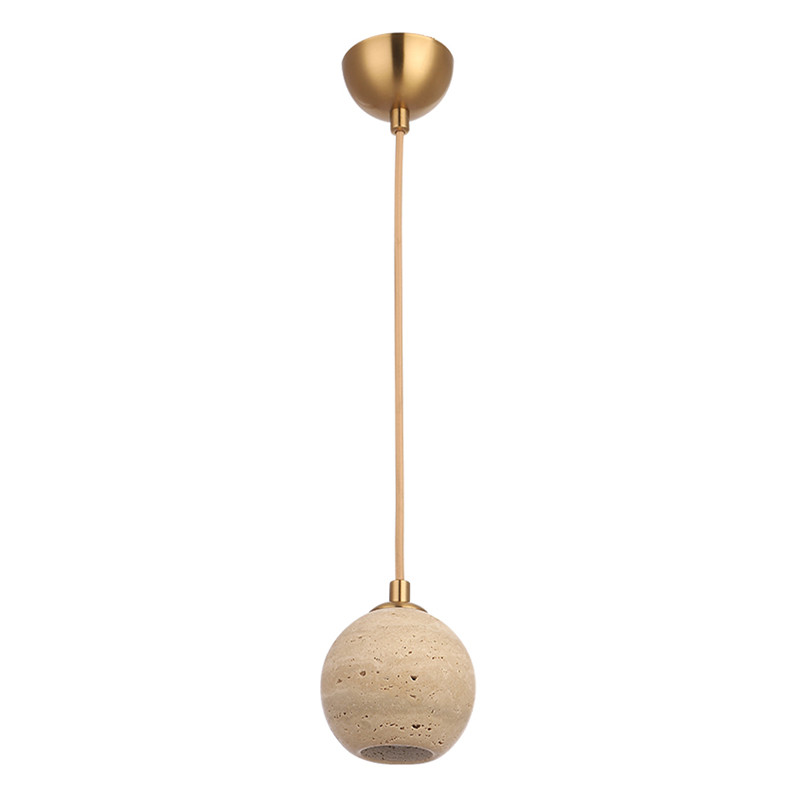 Подвесной светильник с шарообразным плафоном из травертина Shaw Marble Lighting