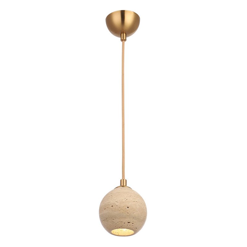 Подвесной светильник с шарообразным плафоном из травертина Shaw Marble Lighting