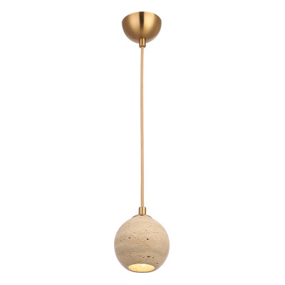 Подвесной светильник с шарообразным плафоном из травертина Shaw Marble Lighting