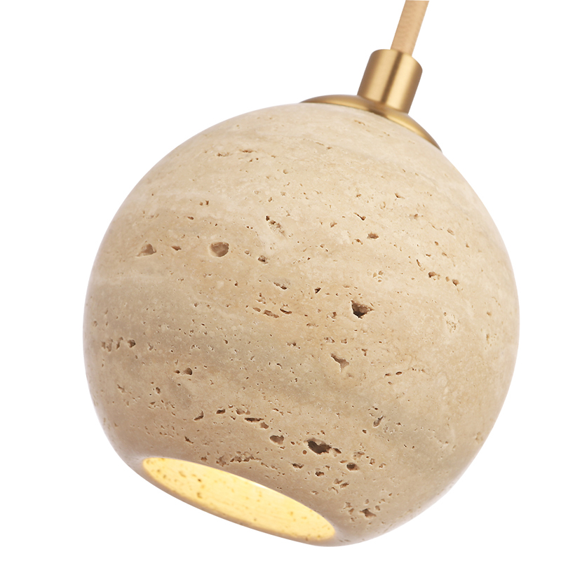 Подвесной светильник с шарообразным плафоном из травертина Shaw Marble Lighting