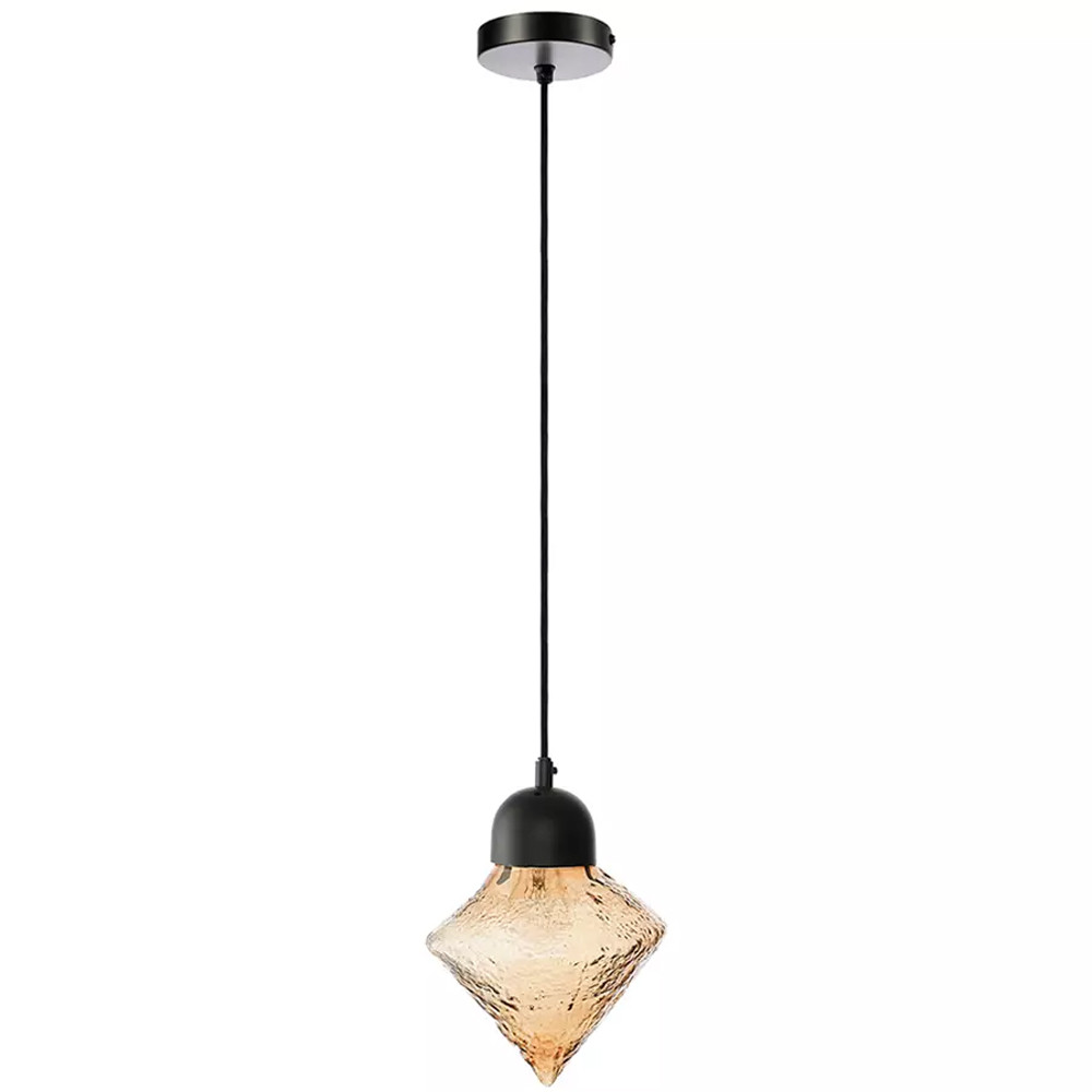 Подвесной светильник с янтарным рельефным плафоном Lamp with Frozen Glass Effect