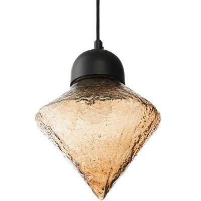 Подвесной светильник с янтарным рельефным плафоном Lamp with Frozen Glass Effect