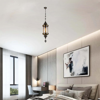 Подвесной светильник с янтарным стеклянным плафоном Amber Queen