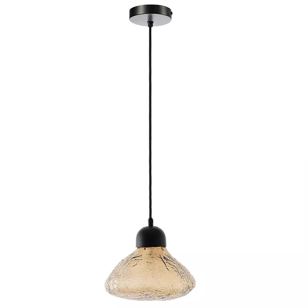 Подвесной светильник с янтарным фактурным плафоном Lamp with Frozen Glass Effect