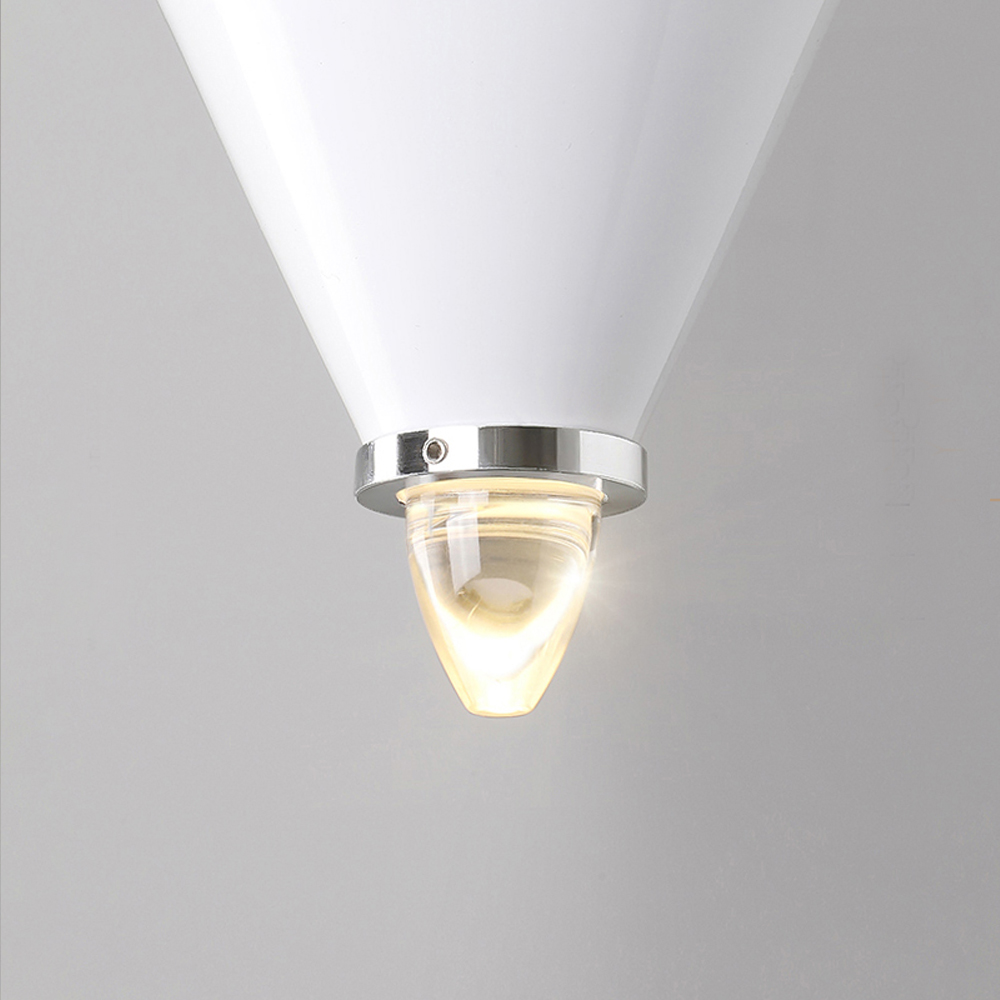 Подвесной светильник светодиодный в виде ряда белых металлических конусов  Herringbone