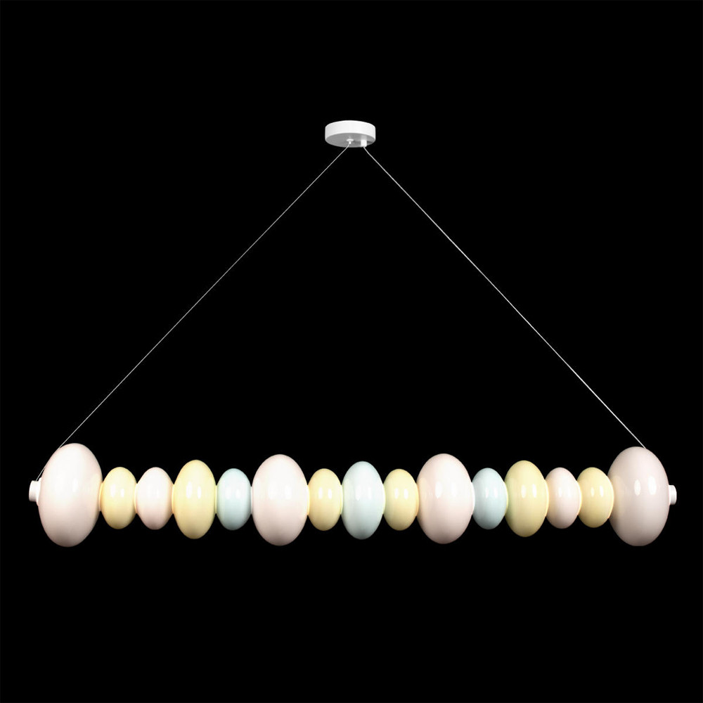 Подвесной светильник светодиодный горизонтальный в виде ожерелья из пастельных сфер Pastel Lunaria Horizon