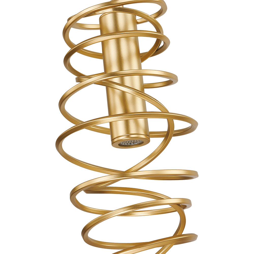 Подвесной светильник светодиодный из металла со спиральным декоративным элементом золотой Metal Spiral
