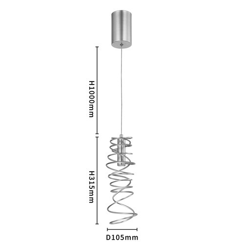 Подвесной светильник светодиодный из металла со спиральным декоративным элементом золотой Metal Spiral