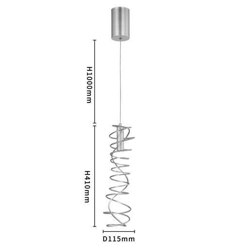 Подвесной светильник светодиодный из металла со спиральным декоративным элементом золотой Metal Spiral
