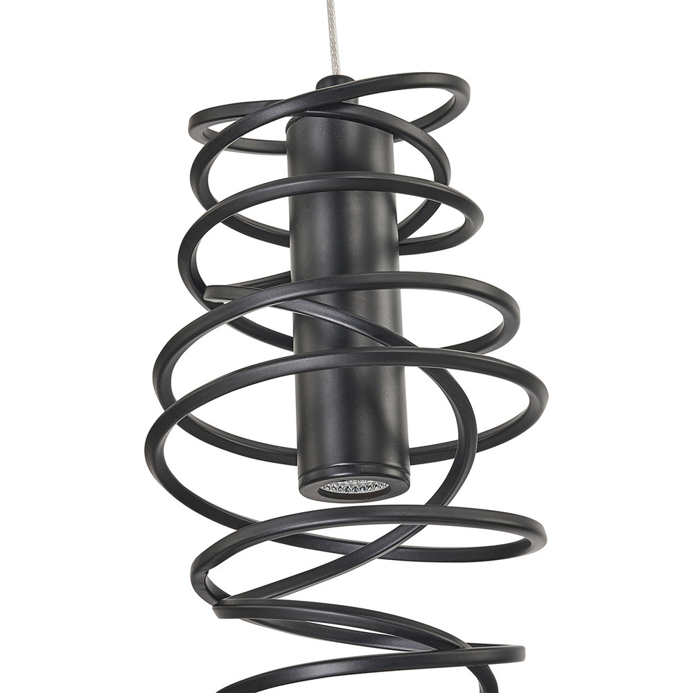 Подвесной светильник светодиодный из металла со спиральным декоративным элементом черный Metal Spiral