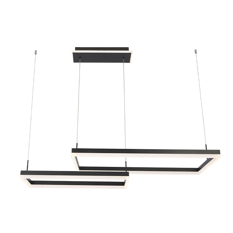 Подвесной светильник светодиодный с 2-мя черными прямоугольными плафонами из алюминия и акрила с пультом для регулировки света Smeragde Light Black