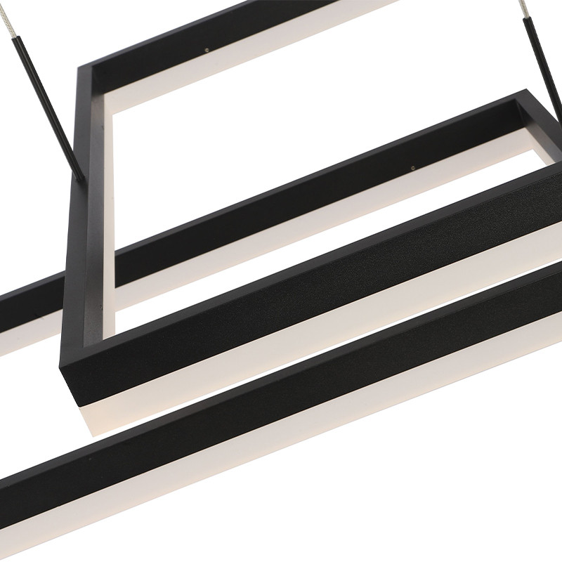 Подвесной светильник светодиодный с 2-мя черными прямоугольными плафонами из алюминия и акрила с пультом для регулировки света Smeragde Light Black