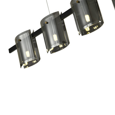 Подвесной светильник светодиодный с 5-ю цилиндрическими плафонами светло-серого цвета из стекла и стали Andrea Сhandelier Grey