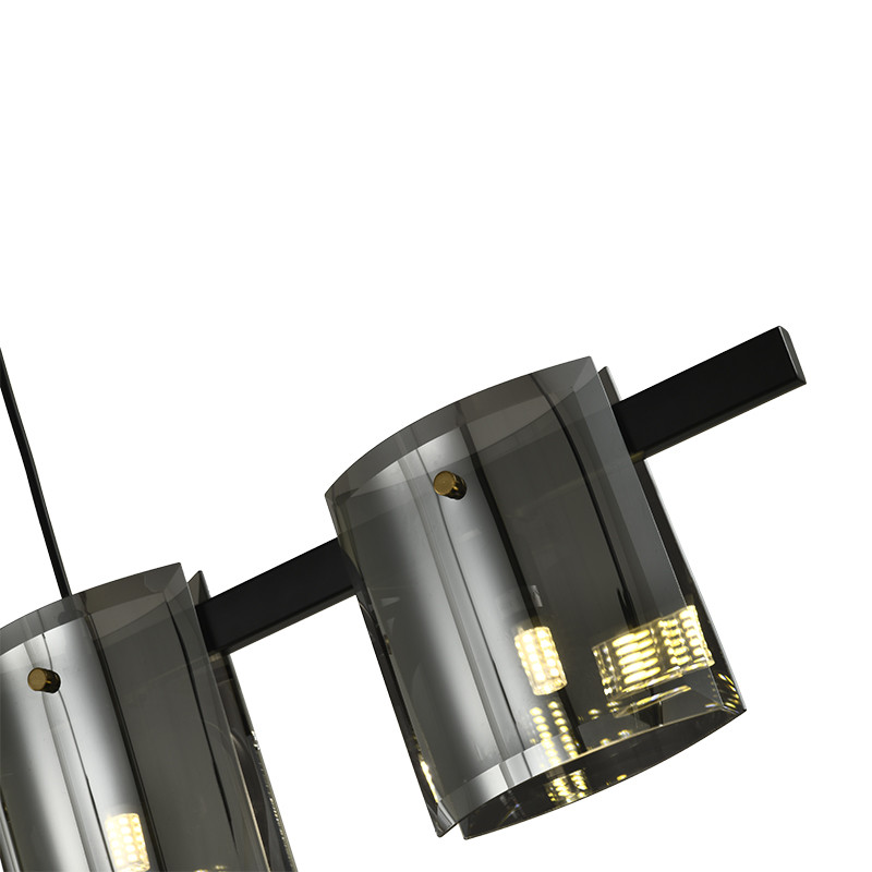 Подвесной светильник светодиодный с 5-ю цилиндрическими плафонами светло-серого цвета из стекла и стали Andrea Сhandelier Grey