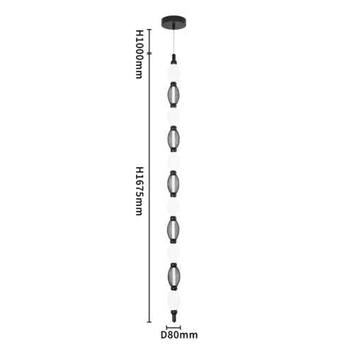 Подвесной светильник светодиодный с белыми сферическими плафонами и декоративными элементами в виде черной сетки HANDLE GRAPE