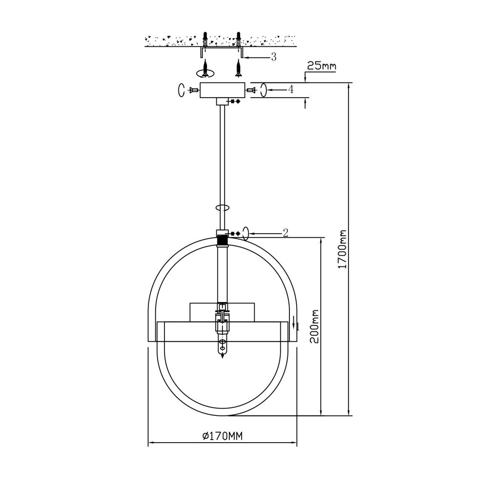Подвесной светильник светодиодный с плафоном сферической формы Stone Helios
