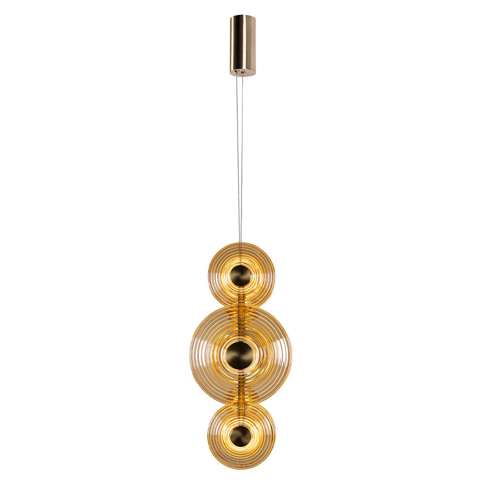 Подвесной светильник светодиодный со стеклянными плафонами янтарного цвета в форме дисков Savio Glass Disc